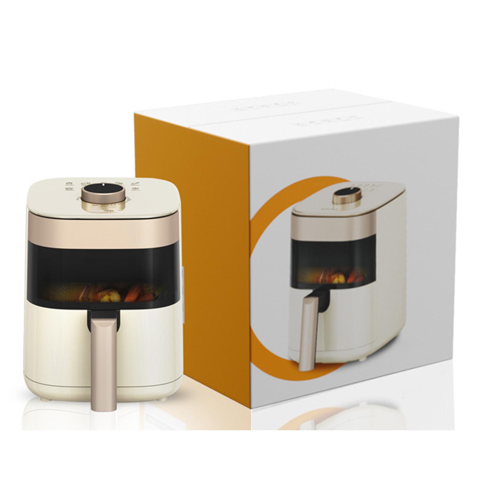 Fritteuse mit sichtbarem Fenster, 4,5 l, große Kapazität, öl- und rauchfreie Küchenfritteuse für Hühnerflügel L