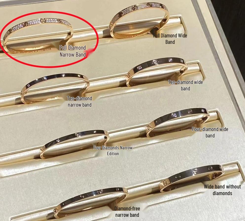 V Gold High Cartier LOVE Schmaler 18K Roségold Armreif mit eingelegten Diamanten - Exquisiter, farbbeständiger Schmuck für Damen und Herren. White Gold Size 16