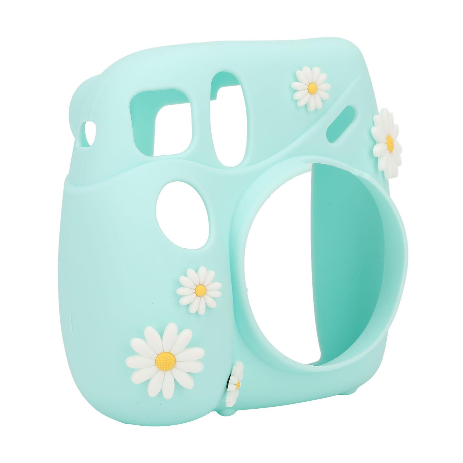Sofortbildkamera Leichte Abdeckung mit Schultergurt Weiche Silikon Schutzhülle für Instax Mini Blue Daisy blau
