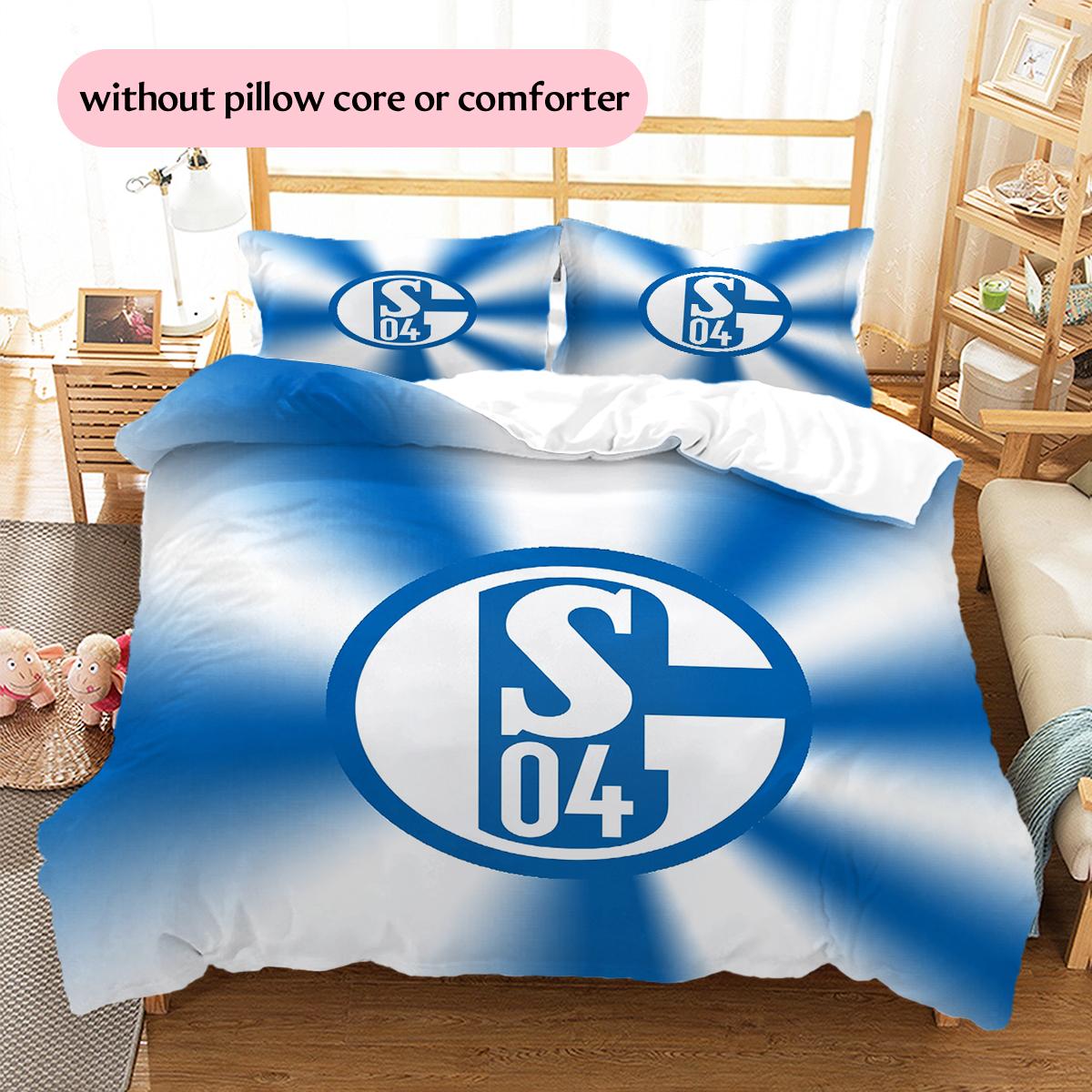 Schalke 04 Fußballverein Muster Bettwäsche Heimdekoration Geburtstagsgeschenk (1 Bettbezug + 2 Kissenbezüge, ohne Füllung) 250x220cm