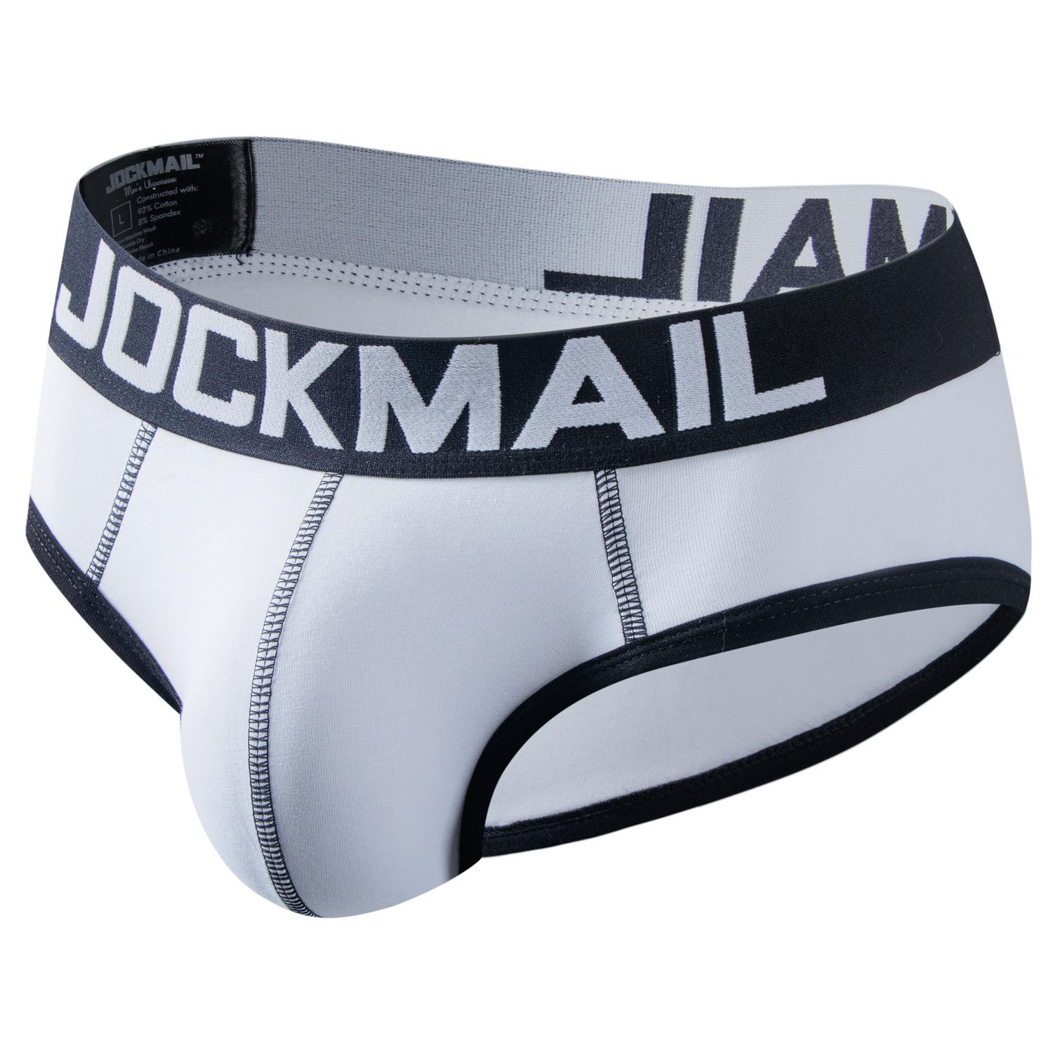 Slips JOCKMAIL Baumwolle Weich Bequem Atmungsaktiv Sport Alltag Casual Herren Unterwäsche 9 Farben Mode Unterhosen M weiß