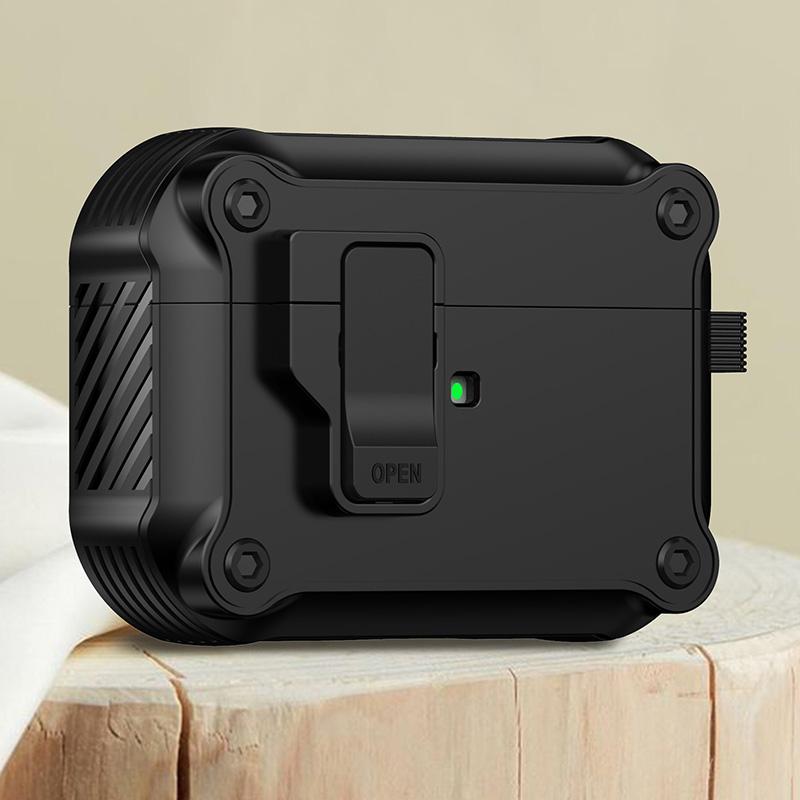Automatische schalter Sperre Drahtlose Kopfhörer Fall Für Airpods Pro 2022 Rüstung Stoßfest Kopfhörer Lade Box Abdeckung Für Airpods 2 3 airpods pro schwarz