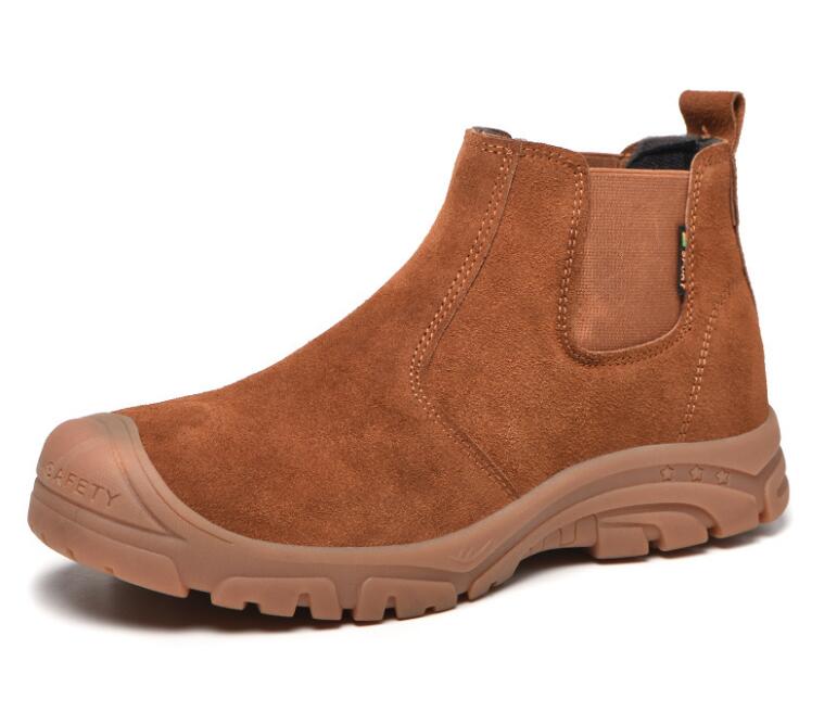 Arbeitssicherheitsstiefel Unzerstörbare Sicherheitsschuhe Herren Pannensichere Arbeitsschuhe Chelsea Boots Winterschuhe H673 36 kamelfarben