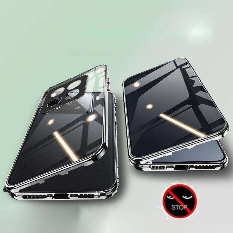 360° Magnetische Anti-Spionage-Hülle für Xiaomi 15T 15 13 Pro mit Hartglas-Kameraobjektivschutzabdeckung Handy-Bumper Xiaomi 15T Pro schwarz