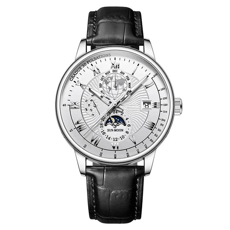 Uhren Herren Top-Marke Luxus-Uhr Kalender mit Lederband Fashion Business Quarz Armbanduhr Casual Uhr