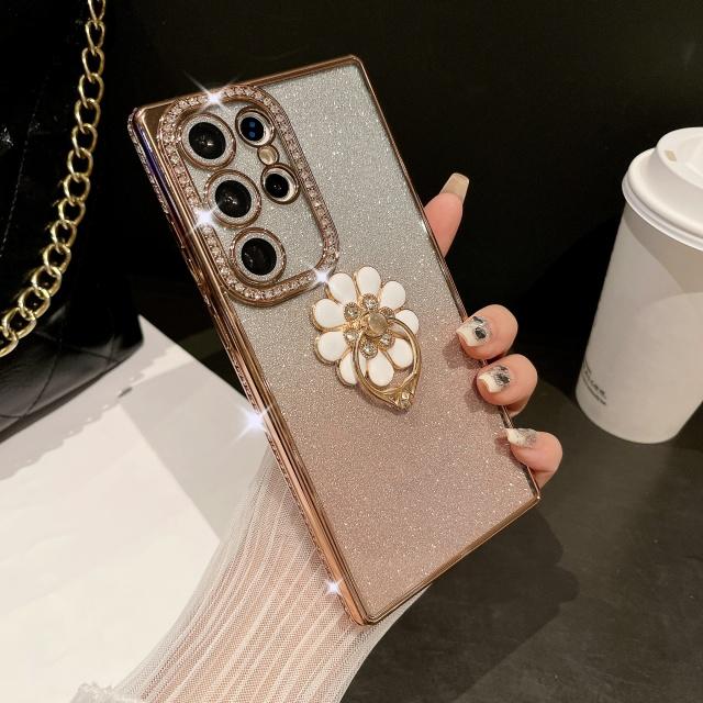 Für Samsung Galaxy S25 Ultra Luxus Beschichtung Strass Rahmen Diamant Ring Ständer Handyhülle Für Samsung S22 S23 S24 S25Plus Hülle For Samsung Galaxy S22 Ultra