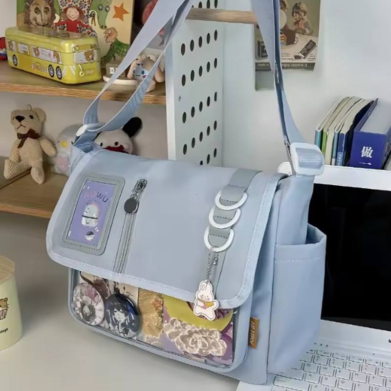 Y2K Japanische Harajuku Schultaschen für Teenager-Mädchen Transparent Itabag Umhängetasche DIY Abzeichen Displayplatte Ita-Tasche Only Bag NO Toys