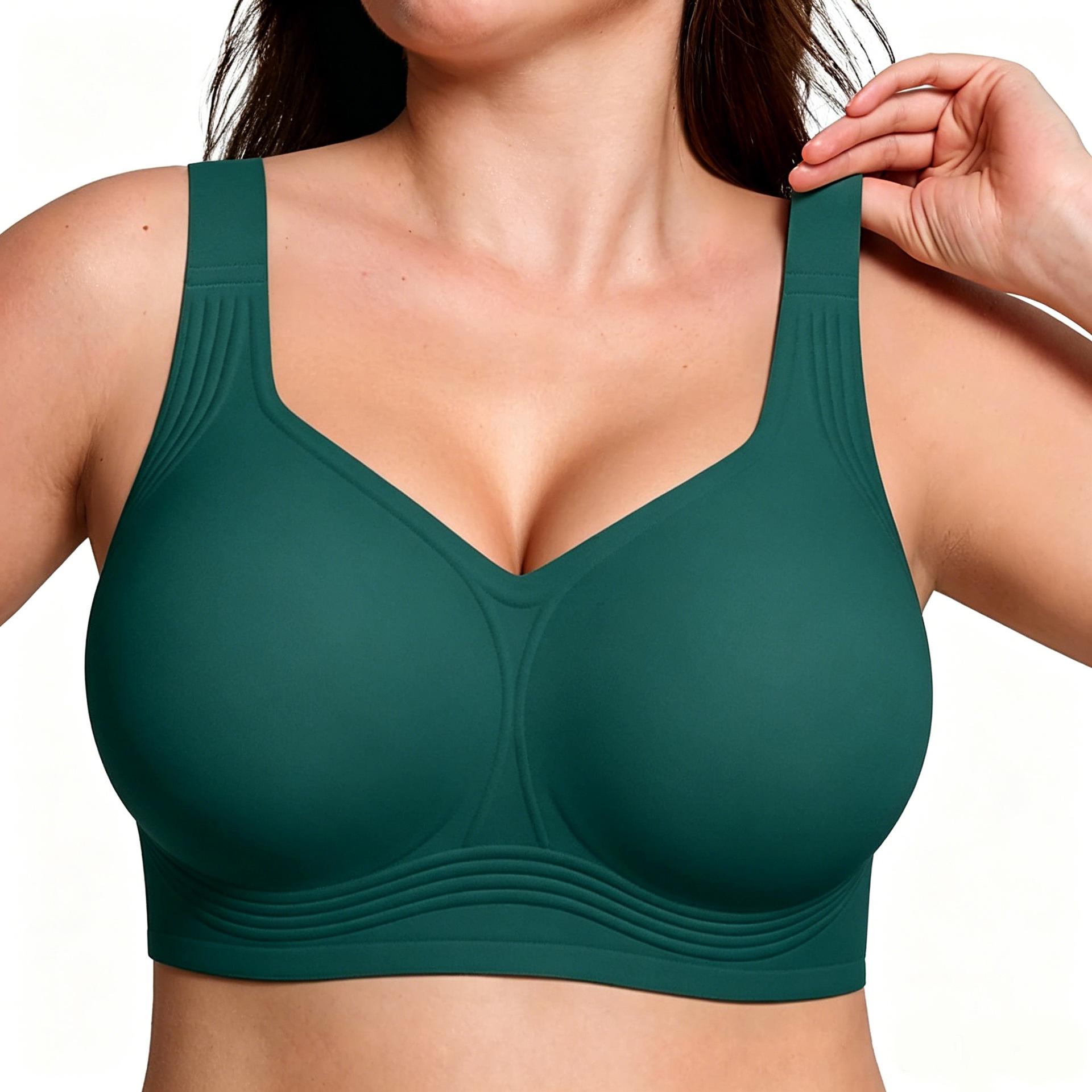 OEAK Seamless Push-Up BH mit Leopardenmuster – Bügellos, Weicher Halt, Große Größen, Bequem, Dünn, Anti-Hänge-Damenunterwäsche 4XL grün