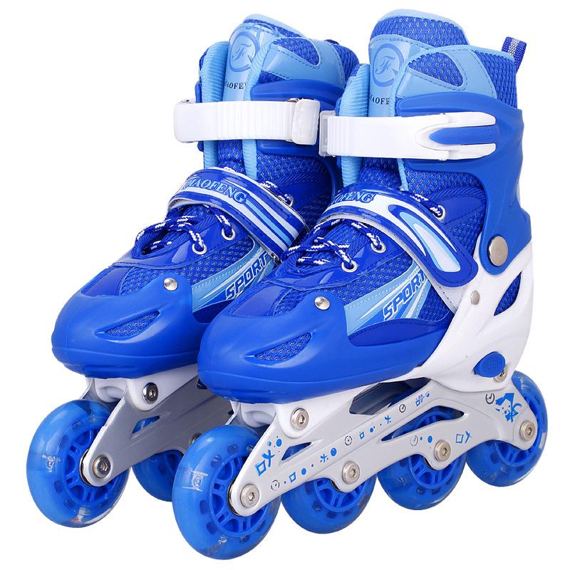 Inlineskates Erwachsene Verstellbar PVC Kinder-Skates Speedskating Inlineskates Rutschfest L (size 38-41) blau