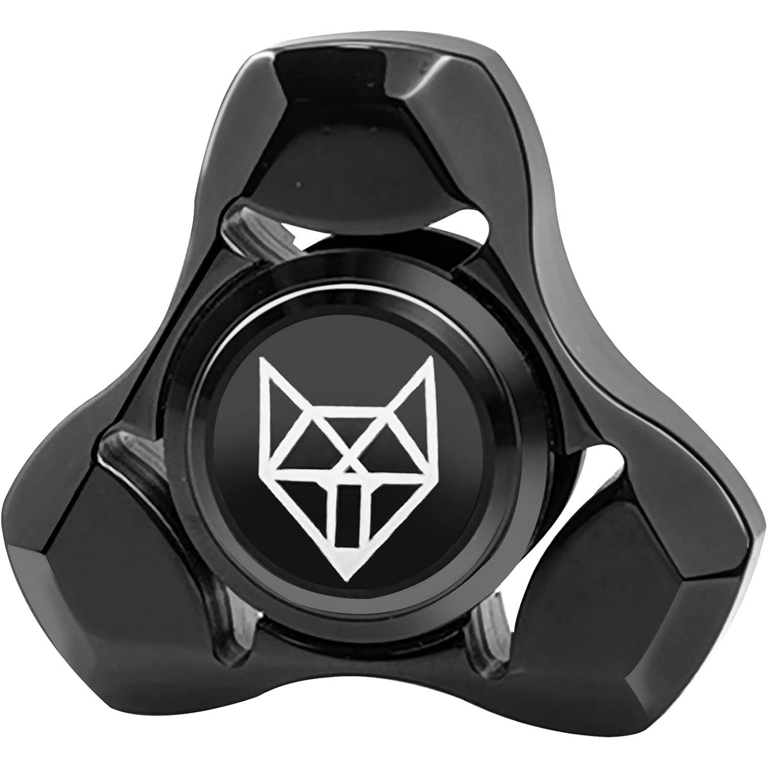 Metall-Fidget-Spinner für Erwachsene, Schweres Drehspielzeug aus Edelstahl, Kleiner Mini-Fuchs-Handkreisel, Lager Premium Long High Spin Fidget Block, Silber 4*4*1cm schwarz