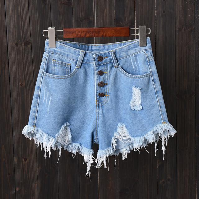 Damen-Shorts, zerrissen, elastisch, Jeans-Shorts für Damen, superkurze Jeans für Damen in Übergröße S blau