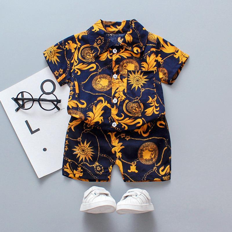 Sommerkleidung Hübsche Jungen Sommer Hawaii Kleidung Kinderhemd Koreanische Mädchen Kurzärmlige Babykleidung Strand 80