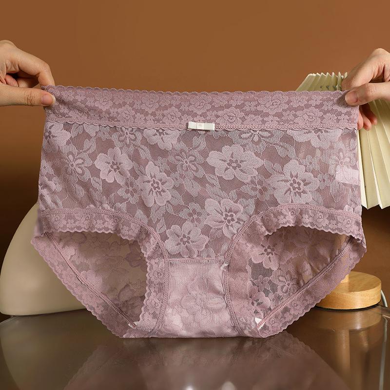 Französische Spitze Mädchen Damen Unterwäsche Höschen Damen Mesh Sommer Dünn Bequem Atmungsaktiv Slips Unterhosen XL violett