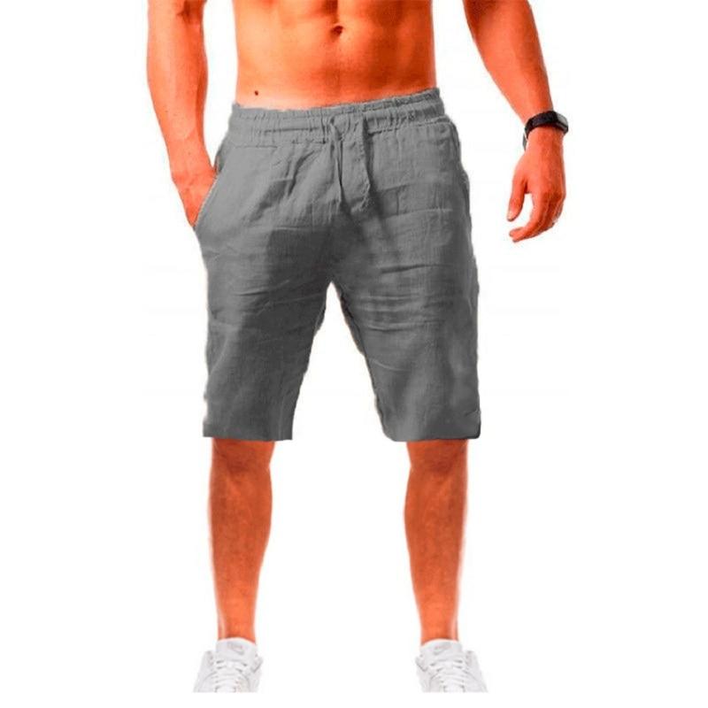 Neue männer Baumwolle Leinen Shorts Hosen Männlichen Sommer Atmungs Einfarbig Leinen Hosen Fitness Streetwear S-3XL S graue