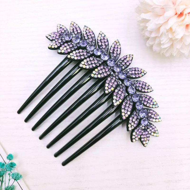 1PC Mode Haar Kamm Frauen Haarnadel Strass Haar Ornament Damen Headwear Haar Zubehör violett