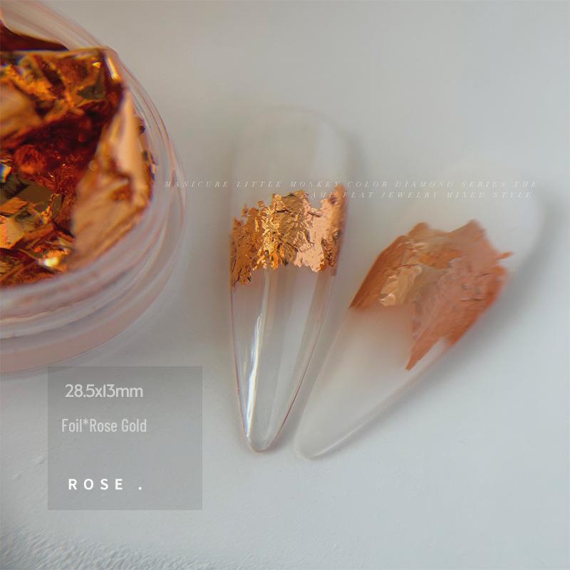 Nailart-Aufkleber aus Gold- und Silberfolie – Hellgold, Champagner, Retro-Silber