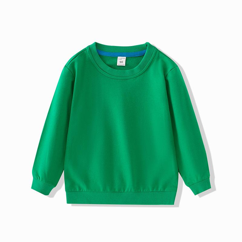 Einfarbiger Pullover für Kinder im Frühjahr und Herbst mit langen Ärmeln, Kinderbekleidung, Decke, Kindergartenkleidung 130cm grün
