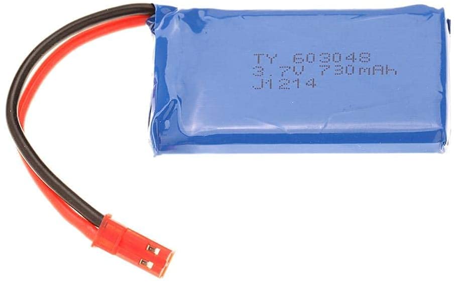 Wiederaufladbarer Lipo-Akku 3,7V 730mAh für Drohne | Kompatibel mit Wltoys V636 V686 V686G V686K JJRC V686 | 53x27x8 mm - 22g | Blau grau