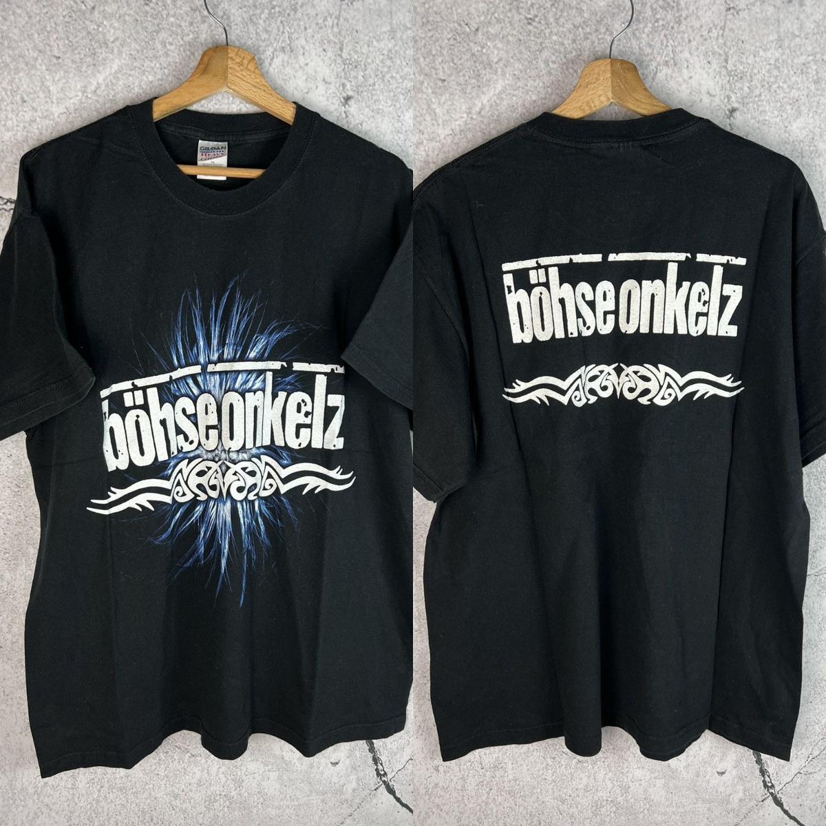 Band-T-Shirts × Vintage Böhse Onkelz Vintage 90er Rockband-T-Shirt Tour-T-Shirt Größe Onkelz Global Tour T-Shirt Street Hip Hop Oversized Y2k Freizeitkleidung XL elfenbein