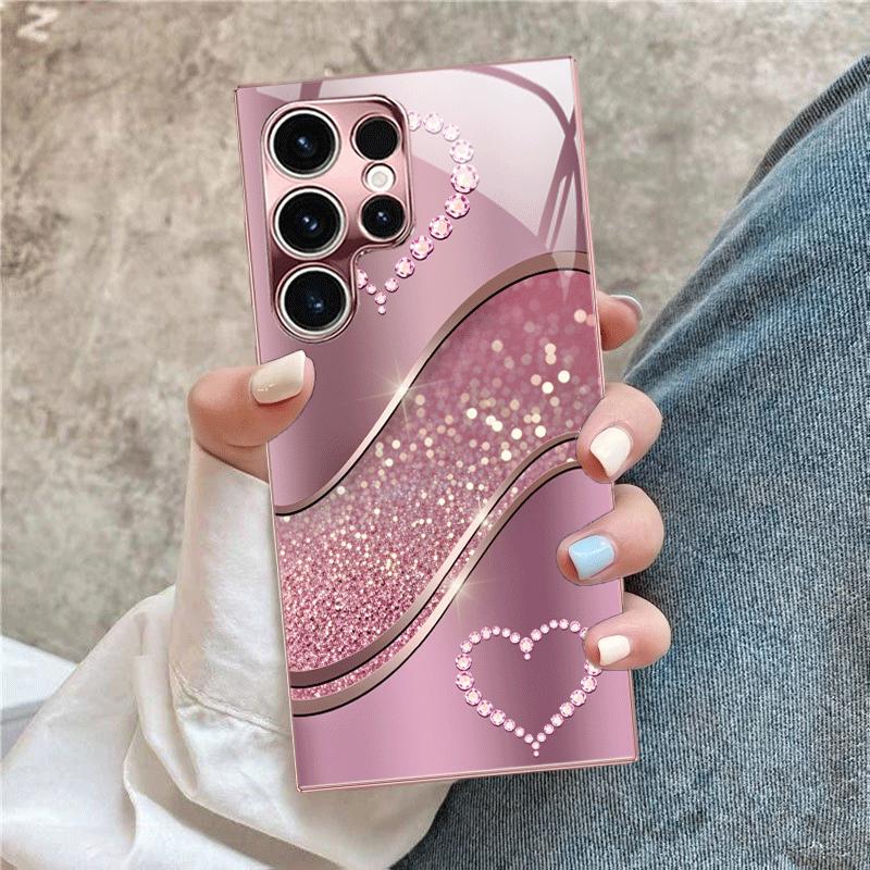 Damen-Stil Liebesmuster Exquisite Handyhülle Glas-Handyhülle für Samsung Galaxy S26 S25 S24 S23 FE, Ultra, Plus Stoßfest For Galaxy S22 Ultra
