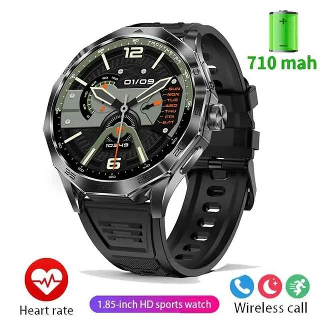 2024 Neue Smart Watch 710 Mah Big Battery Herren Sport Fitness Tracker 1,85 Zoll Ultra HD AMOLED Bildschirm Bluetooth Call Smart Watch silicon schwarz