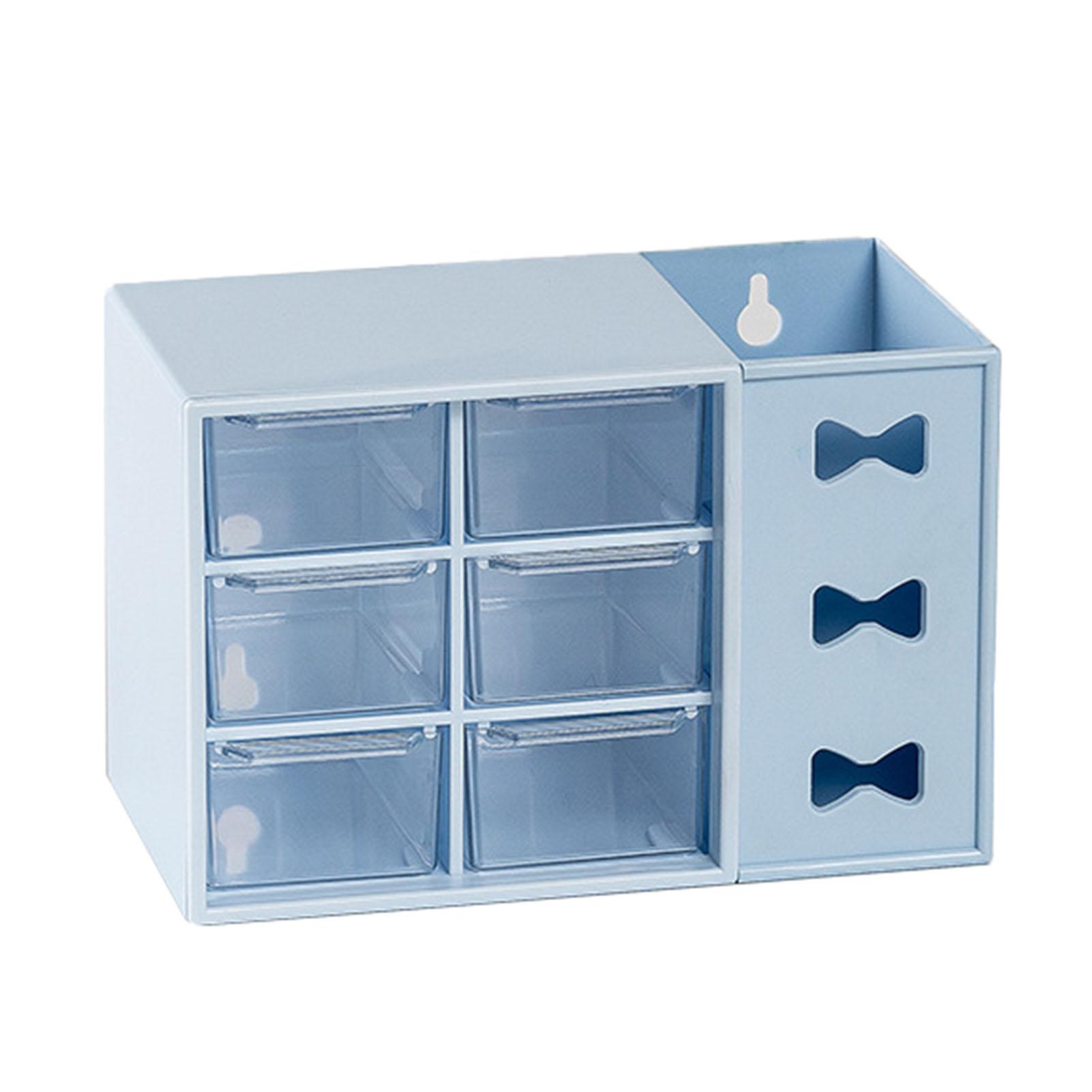 Stifte-Schreibtischregal, staubdicht, 6 Schubladen, Stifte-Organisation, Aufbewahrungsregal für Studenten, Büroleute, Blau blau