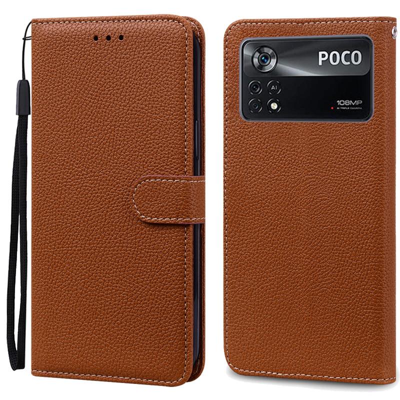 Poco X4 Pro 5G Hülle Flip Wallet Book Cover Für Coque Xiaomi Poco X4 Pro X 4 Pro X4Pro 5G Handyhülle Leder Coque Fundas Shell POCO X4 Pro 5G braun