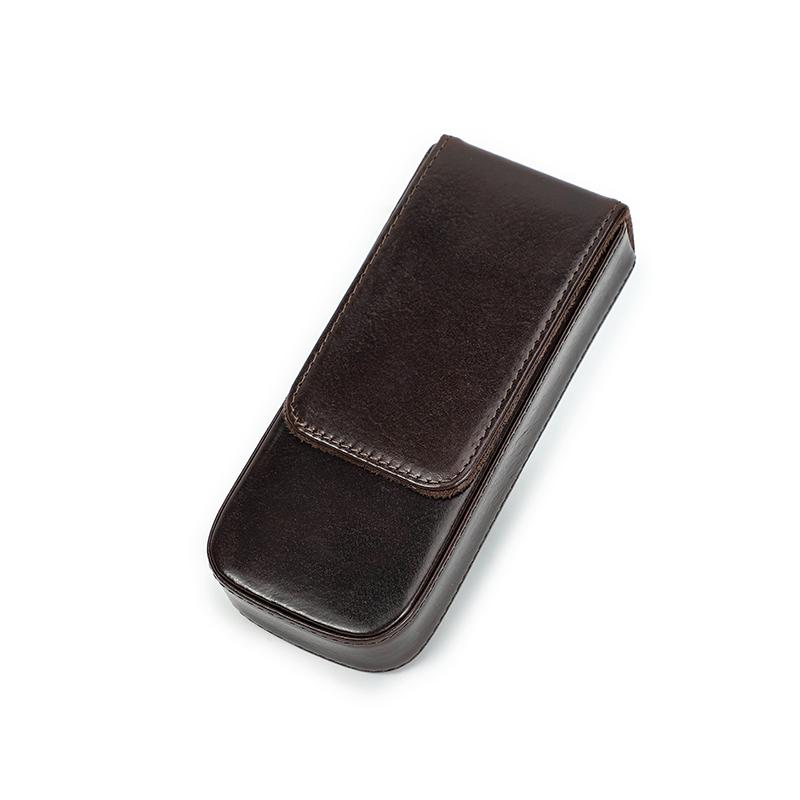 Handgefertigtes Stiftetui aus echtem Leder, mehrfarbig, 3 Fächer, luxuriöse Marken-Stiftbox, abnehmbare Stiftablage, schützende Stifttasche kaffeebraun