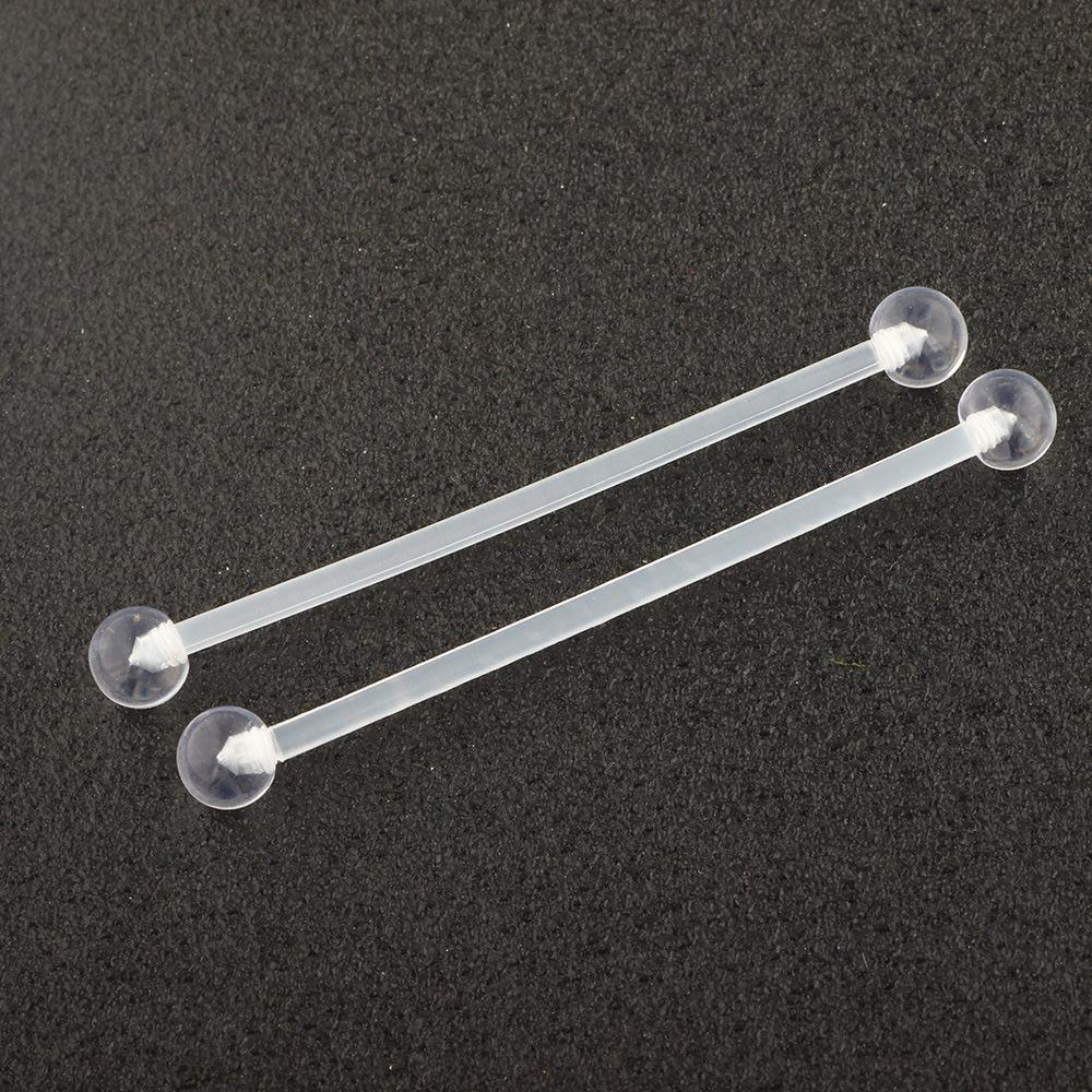 2 Stück individuelle Acryl transparent Bauchnabelring Augenbrauen Nagel Zungen Hantel Nasenring Body Piercing Set