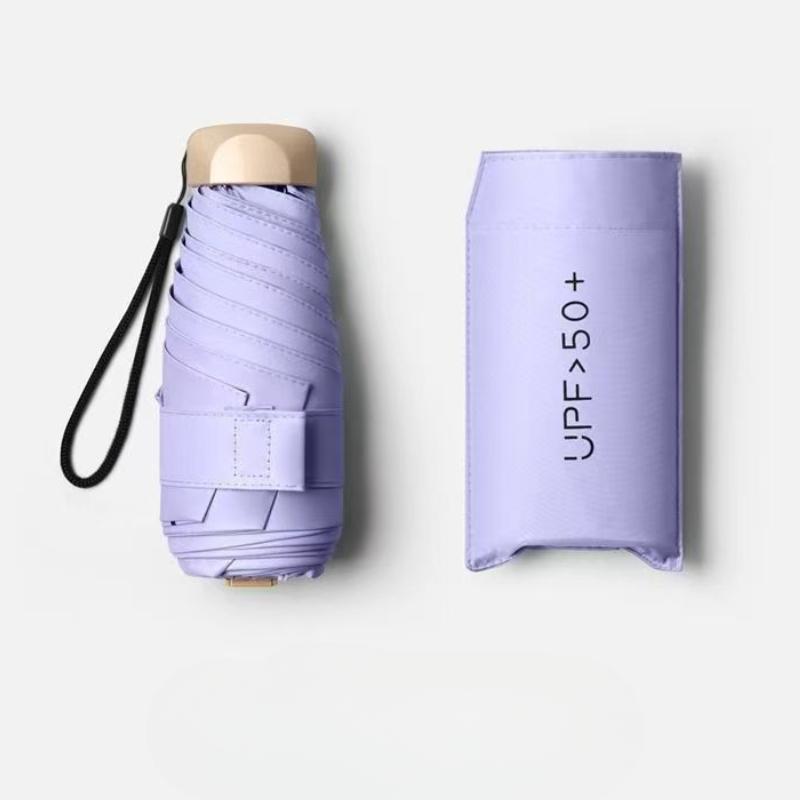 Mini-Sonnenschirm für den Außenbereich, UV-Schutz, ultraleicht, faltbar, fünffach faltbar, Sonnenschirm violett