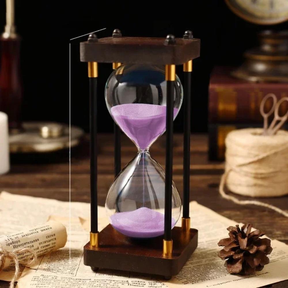 30/60 Minuten Büro- und Heimtextilien Kreative Sanduhr aus Holz Timer Sanduhr Sanduhr Dekorative Dekoration Uhren 60mins violett