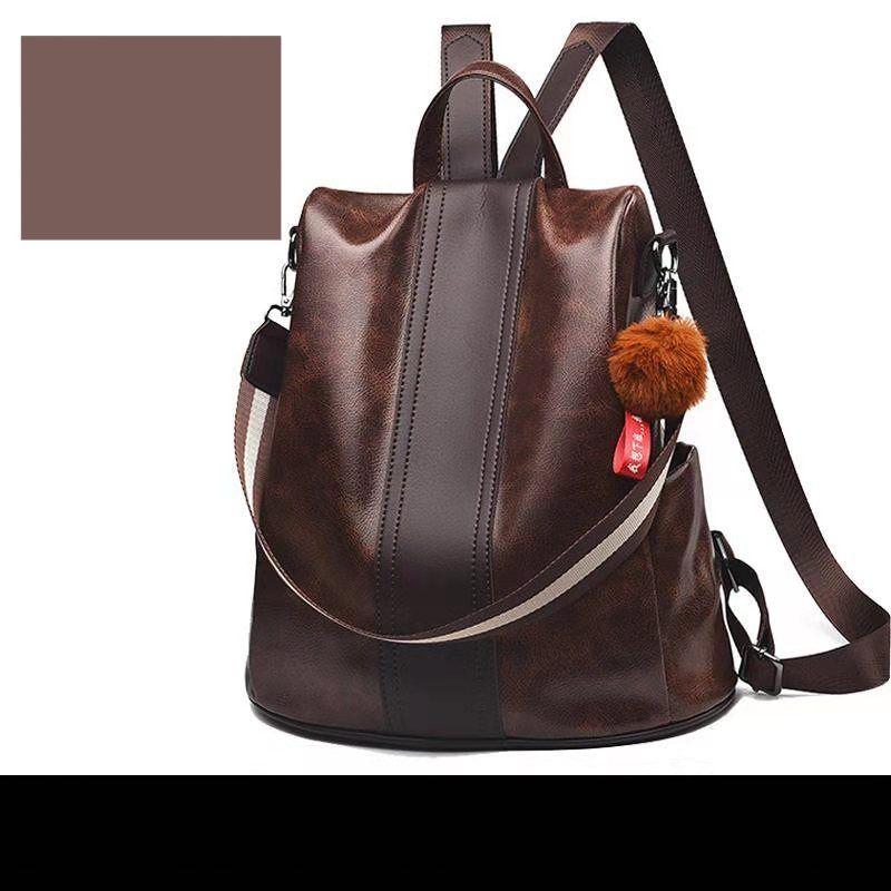 Damenrucksäcke, Damenmode, vielseitiges weiches Leder, Damenrucksäcke, diebstahlsichere Reiseschultaschen, Schultaschen für Schüler, Bürocomputertaschen dunkelbraune