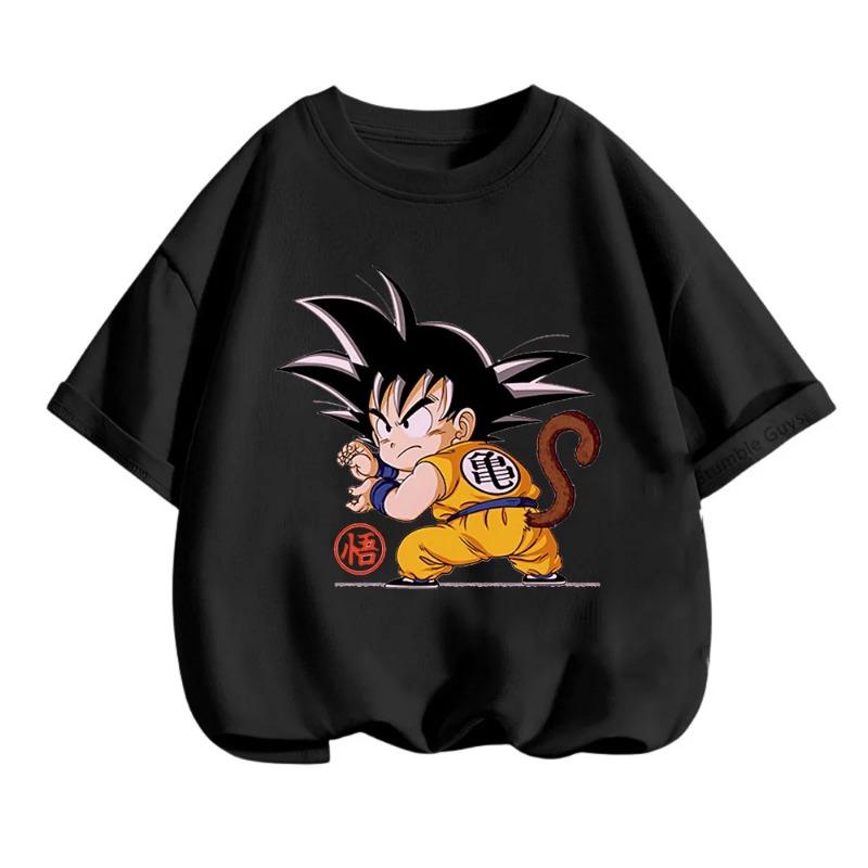 Sommer 3-14 Kinder T-Shirt Dragon Ball Z Son Goku Anime Teenager Kleidung Mode Lässiges T-Shirt Jungen Kleidung T-Shirt Kinder Oberteile 150 black