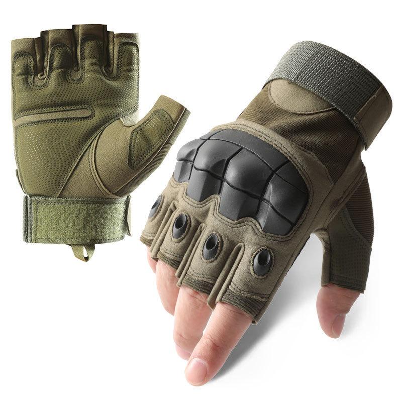 Sommer Halbfinger Taktische Handschuhe Herren Verstärkte Handfläche Schützend Langlebig Rutschfest Militär Jagd Radfahren Fingerlose Handschuhe M grün