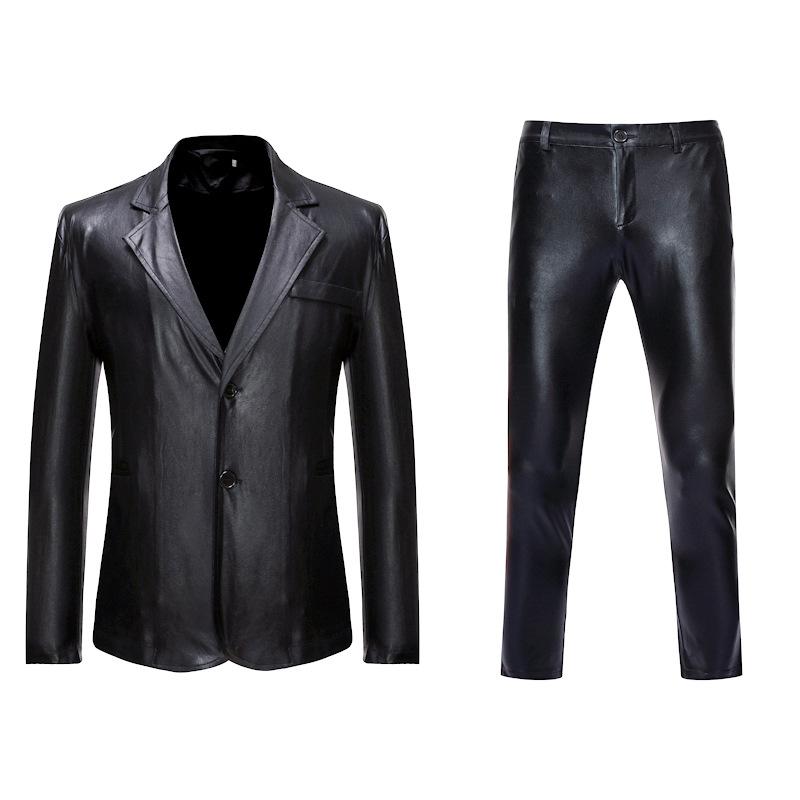 Herren Shiny Gold 2 Stück Anzüge Blazer Hosen Terno Masculino Mode Party DJ Club Kleid Smoking Anzug Männer Bühne sängerin Kleidung XL schwarz