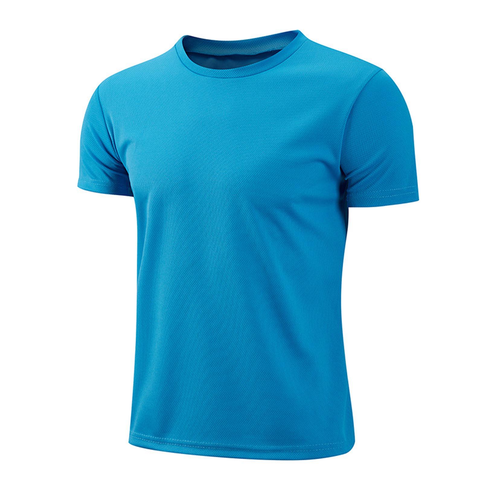 Kinder-Jungen-Trainings-Lauf-Shirts, Sonnenschutz, schnell trocknende Sport-Shirts, kurzärmelige T-Shirts für den Sommer 12-13 Years blau