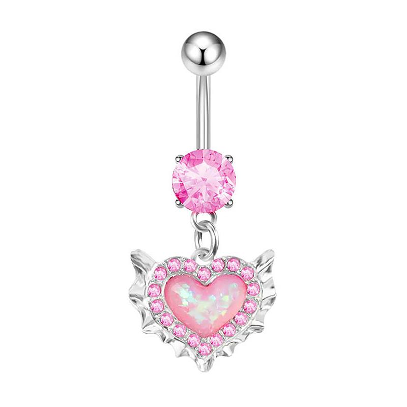 Herz Bauchnabelringe Frauen Opal Herz Nippel Ring Nase Clip Lip Labret Helix Schraube Ohrring Körper Piercing Schmuck