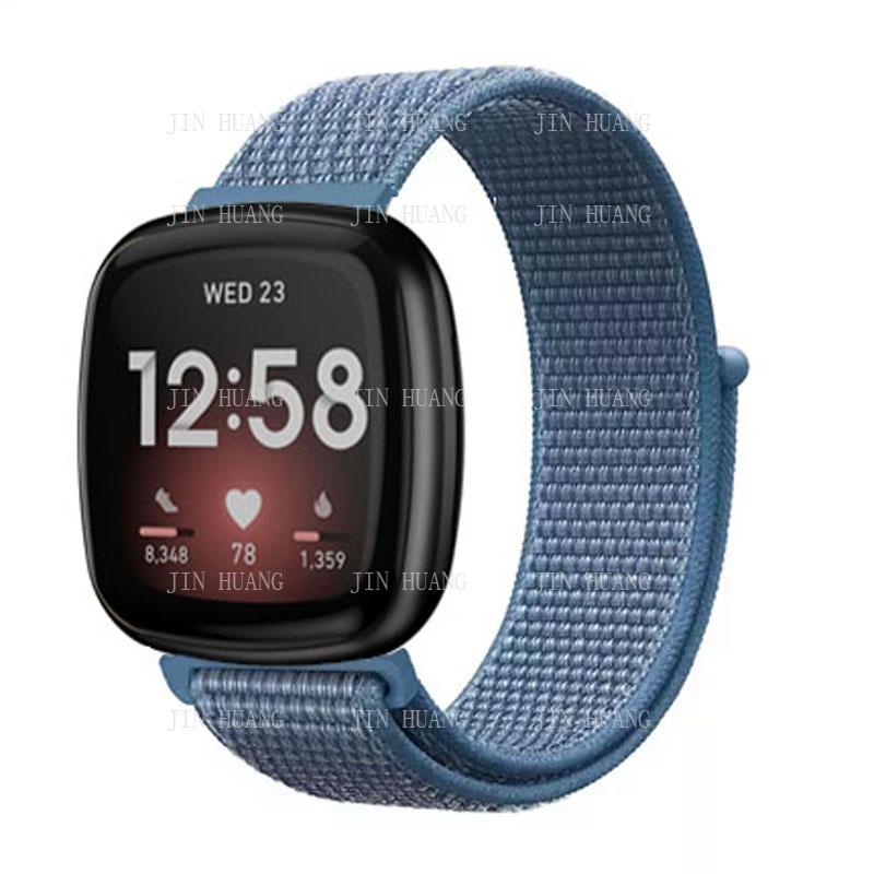 Nylonarmband für Fitbit Versa 4 3 2 Lite Smartwatch-Band Ersatz Uhrenarmband für Fitbit Sense 2 Schlaufe Correa Armband versa 3 or Sense blau