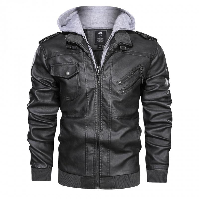Herren Lederjacken Herbst Casual Motorrad PU Jacke Biker Ledermantel Markenkleidung Schlanke Business Lederjacke XL grau