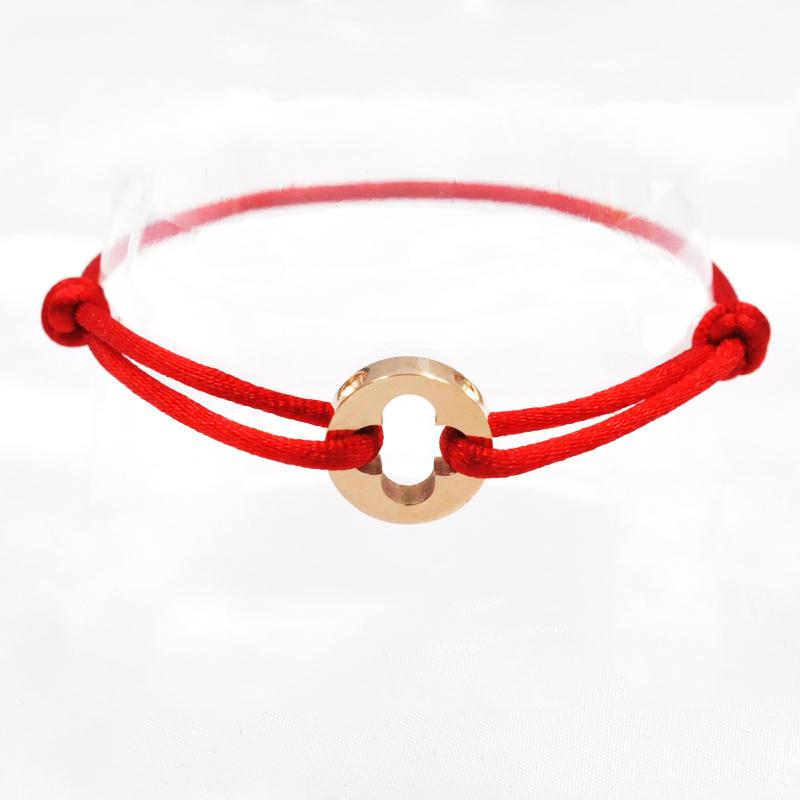 Zalman Luxus Kleeblatt Blume Anhänger Kette Armbänder Für Damen Herren Bunt Geflochtene Armreifen Trendiger Schmuck Adjustable size rose rot