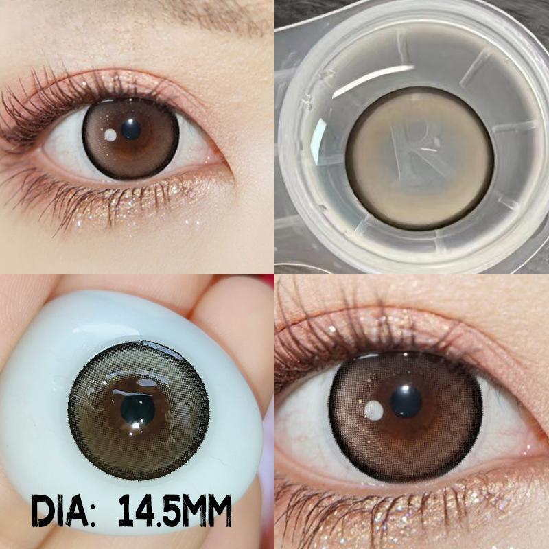 MillCreek Kontaktlinsen, farbig, für große Augen, 14,5 mm, für Myopie, jährliche Anwendung, abgestufte Kontaktlinsen 0.00 braun