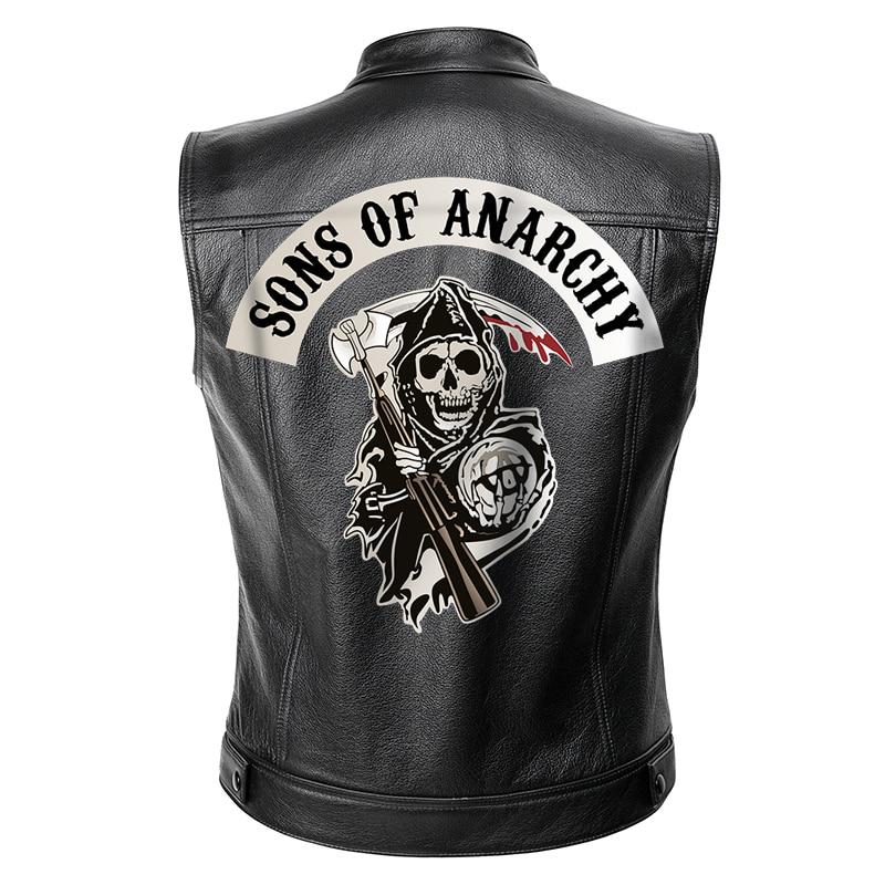 Sons of Anarchy Lederjacke Weste Herren Motorrad Frühlingsjacken SOA Punk Black Motorrad Gilet XL schwarz