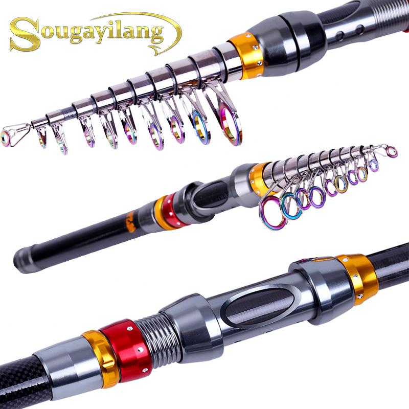 Angelrute Carbon Fiber Tragbare Teleskop Angelrute Spinning Harte Angelrute für Meer Angeln 2.1 m