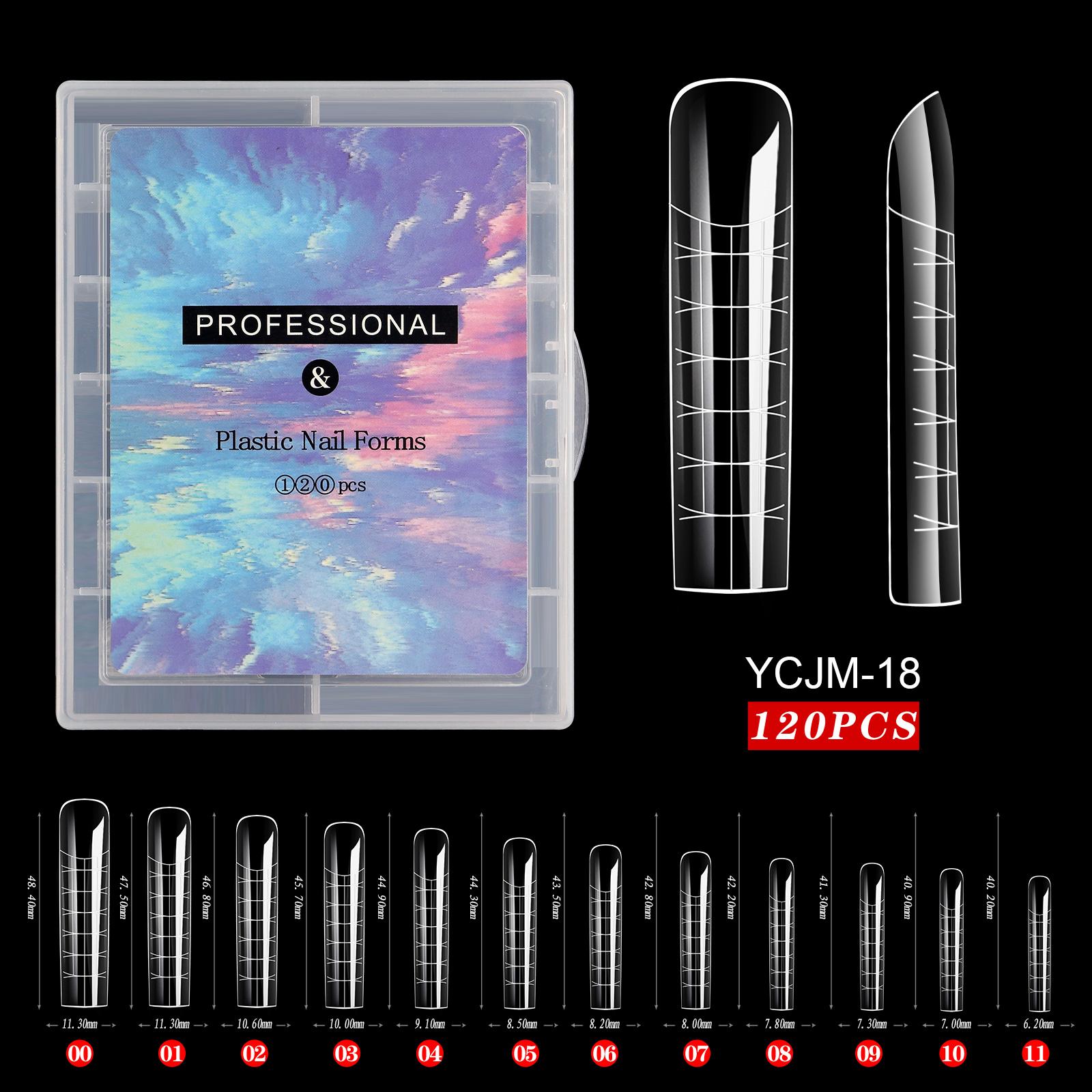 120 Teile/satz Klar Dual Formen Künstliche Nägel Vollständige Abdeckung Schnell Aufbau Gel Form Tipps Nagel Verlängerung Formen Oberen Formen Für Nagel Tipps YCJM-18