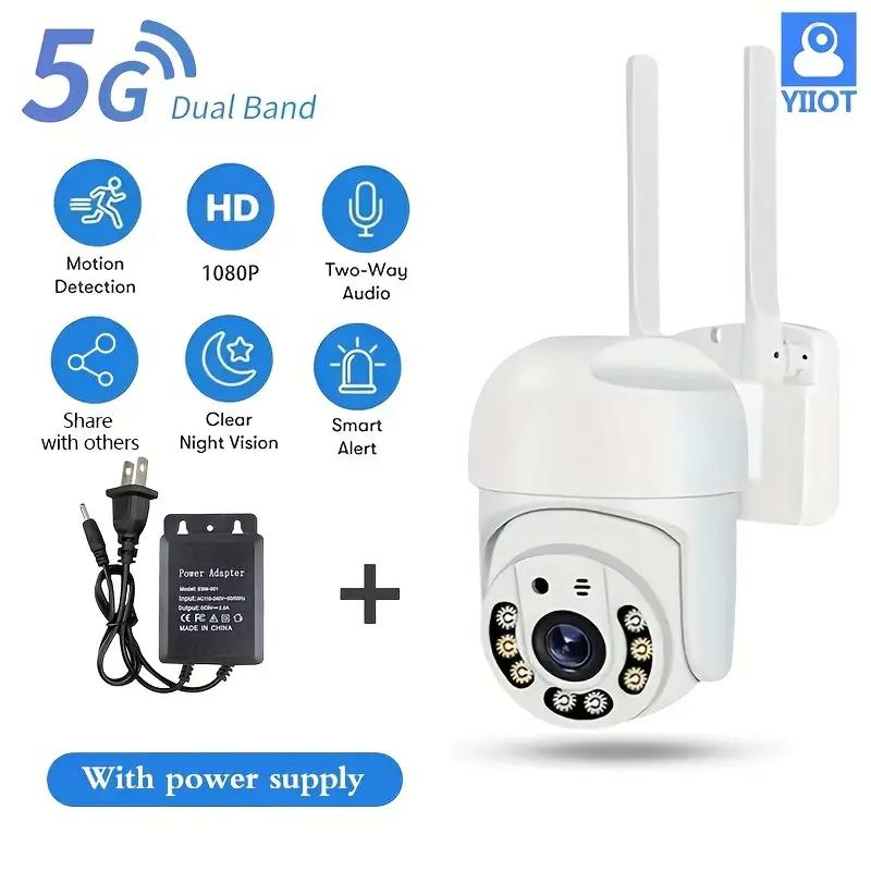 5 GHz und 2,4 GHz WLAN-Funkkamera, 8 LEDs, Infrarot-Nachtsicht-Webcam, wasserdichter Überwachungs-Dome-Camcorder, unterstützt Sprach-Gegensprechanlage in Echtzeit AU Plug weiß