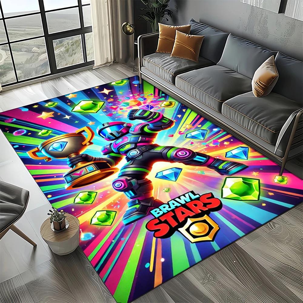 HEISS B-Brawlls Cartoon Spiel 3D Druck Teppich für Wohnzimmer Schlafzimmer Heimdekoration, Kinder Spiel Rutschfest für Sofa Fußmatte 40x60cm( 15x23in )