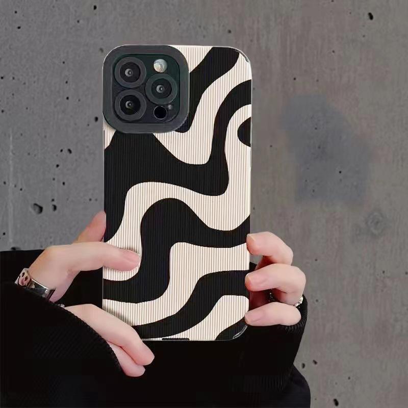 Stoßfestes Silikonhülle mit Zebrastreifen für iPhone 14 15 16 Pro Max Hüllen für iPhone 11 12 13 Mini 7 8 Plus X XS XR Cartoon-Hülle For iPhone 13 Mini black