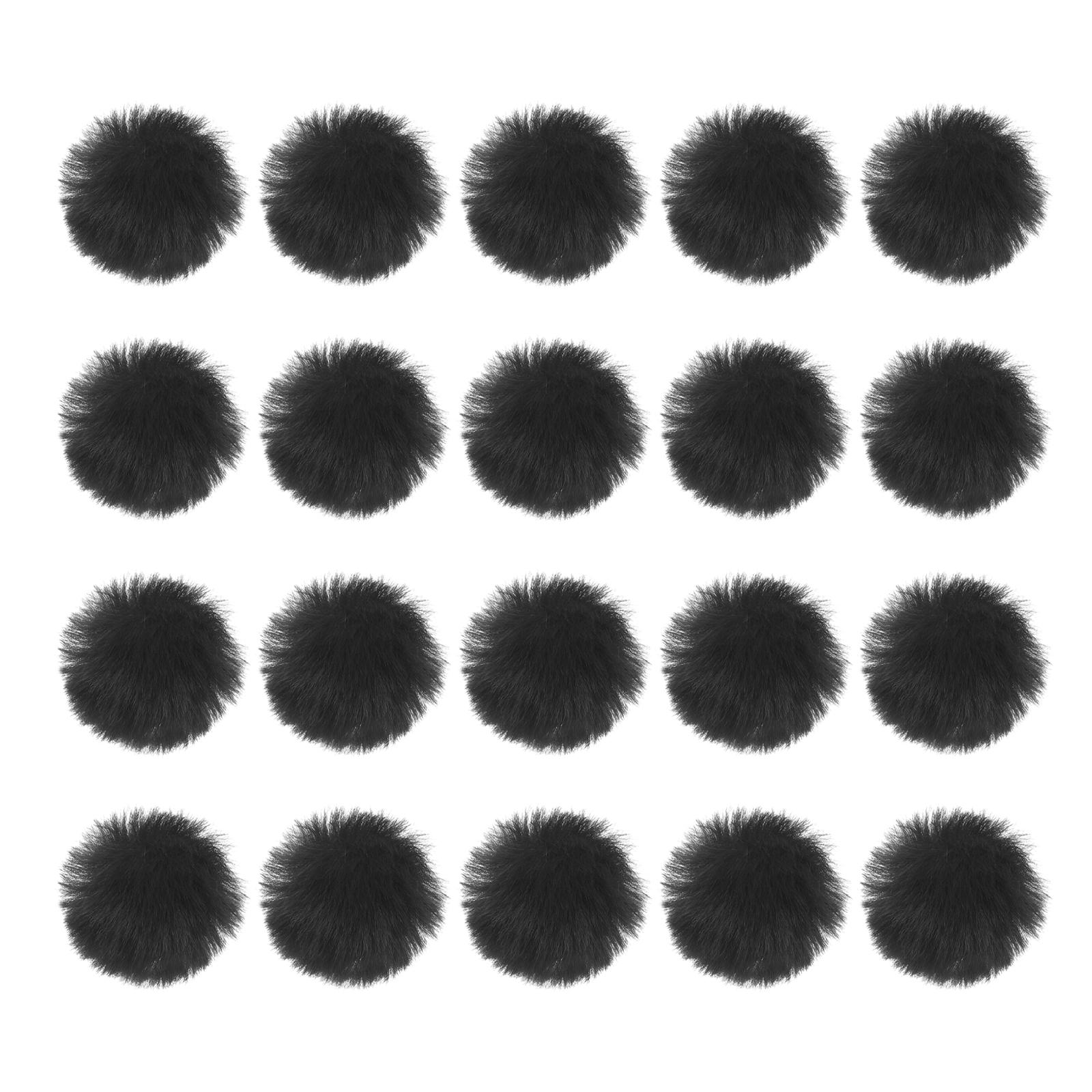 20 Stück Kunstpelz Bommel für Mützen Flauschige Weiche Pelz Bommel Bälle mit Elastischer Schlaufe für Schlüsselanhänger Strickmützen DIY Schals Handschuhe schwarz