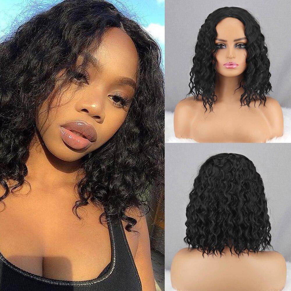 LISI HAIR Frauen Mode Schwarz Verworrene Lockige Perücke Ohne Pony Synthetische Faser Frauen Cosplay Party Lange Tiefe Lockige Perücke 1502-13
