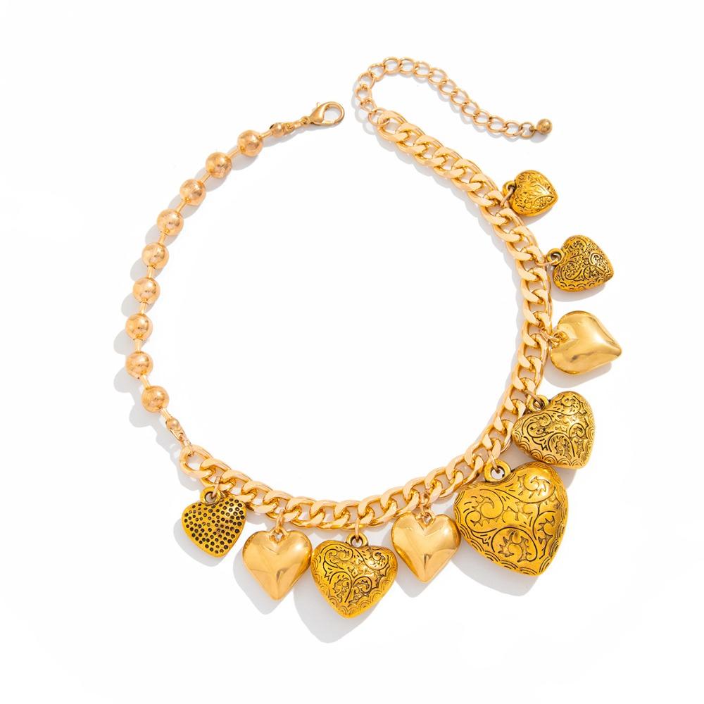 Elegante Herzanhänger Halskette Gold Silber Vintage Schmuck Mode Metall Herz Armband Täglich Gold Necklace